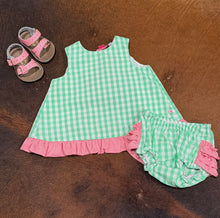 Load image into Gallery viewer, Gingham Ruffle Butt Swing Top &amp; Bloomer Set  - NEW
