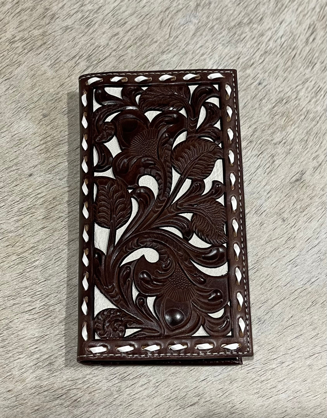 NEW - Nocona Leather & White Rodeo Wallet