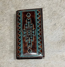 Load image into Gallery viewer, NEW - Ariat Leather &amp; Turquoise Rodeo Wallet
