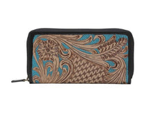 Load image into Gallery viewer, Turquoise Leather Tooling Wallet
