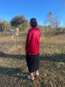 Leopard Satin Button Up Top