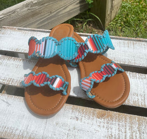 Buck Wild Serape Tooled Sandals