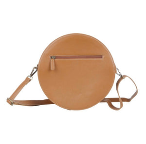 Serena" Leather & Hide Round Crossbody Bag