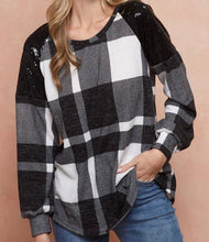 Load image into Gallery viewer, Plaid Sequin Sweater Shirt
