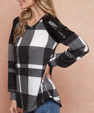 Load image into Gallery viewer, Plaid Sequin Sweater Shirt
