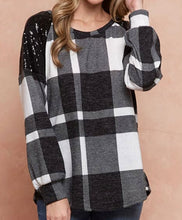 Load image into Gallery viewer, Plaid Sequin Sweater Shirt
