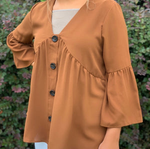 Sheer Rust Button Blouse