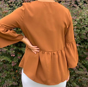 Sheer Rust Button Blouse