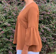 Load image into Gallery viewer, Sheer Rust Button Blouse
