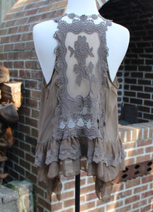 Ruffle & Lace Vest