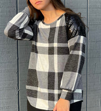 Load image into Gallery viewer, Plaid Sequin Sweater Shirt
