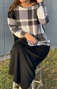 Plaid Sequin Sweater Shirt