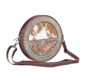 Turquoise & Cowhide Canteen Crossbody Purse -  NEW