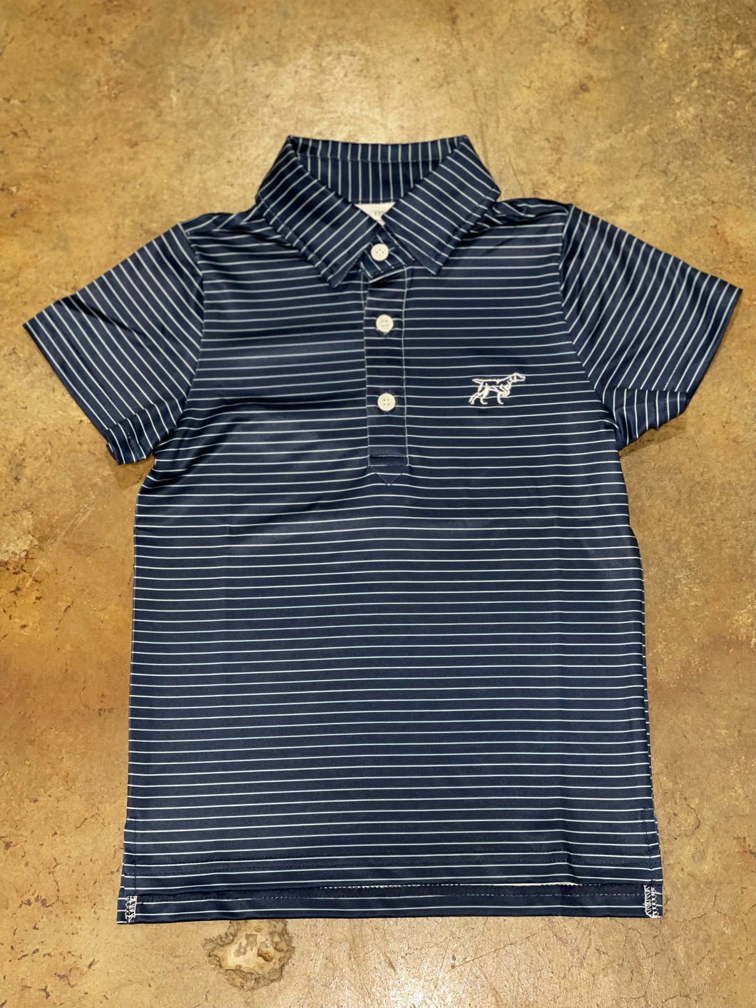 YOUTH Navy Striped Performance Polo